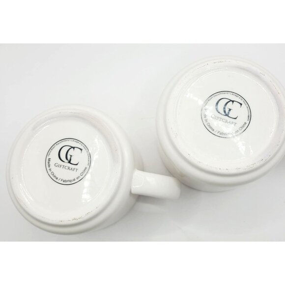 Mushroom Coffee Cups Set Of 2 Ceramic "Winter Magic" Cottage Core Green Interior - Picture 8 of 10